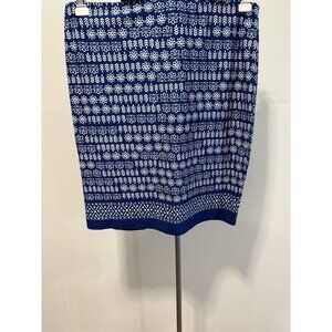 Sunny Leigh Skirt Size XL 36 Waist Blue White Floral Print